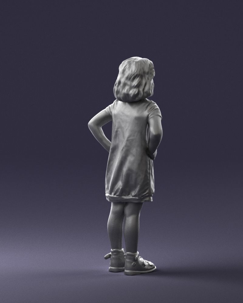 Little girl in a pink sundress and glasses 0163 3D model_16