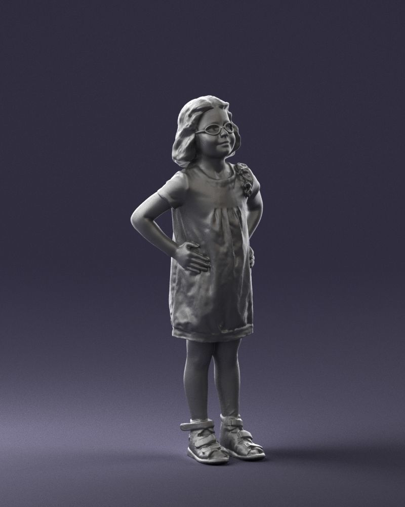 Little girl in a pink sundress and glasses 0163 3D model_7