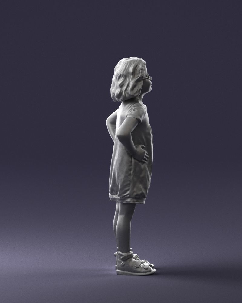 Little girl in a pink sundress and glasses 0163 3D model_13