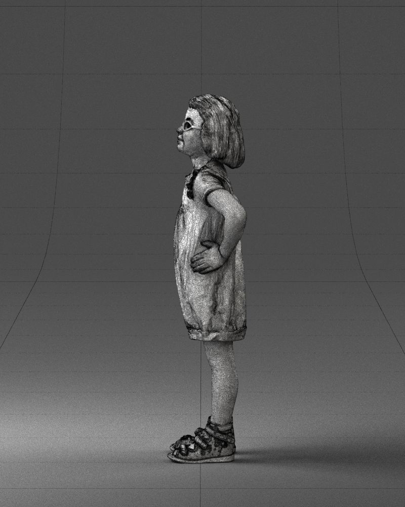 Little girl in a pink sundress and glasses 0163 3D model_26