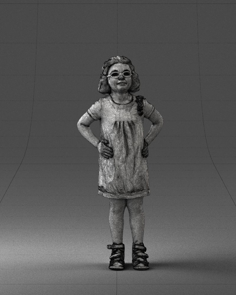Little girl in a pink sundress and glasses 0163 3D model_38