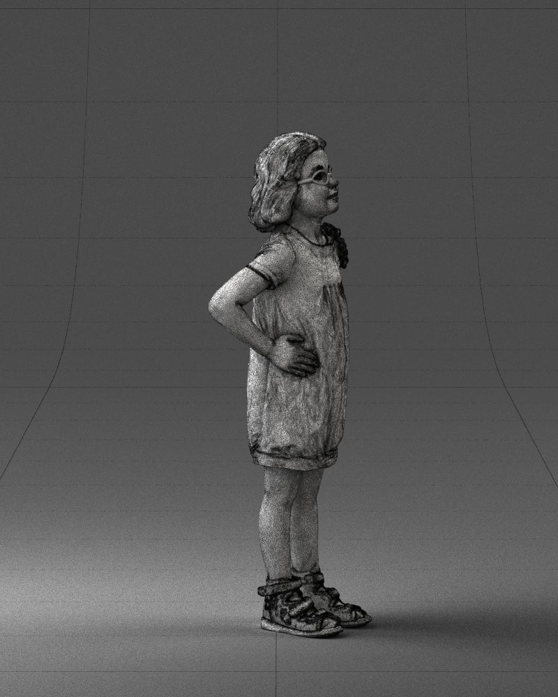 Little girl in a pink sundress and glasses 0163 3D model_11