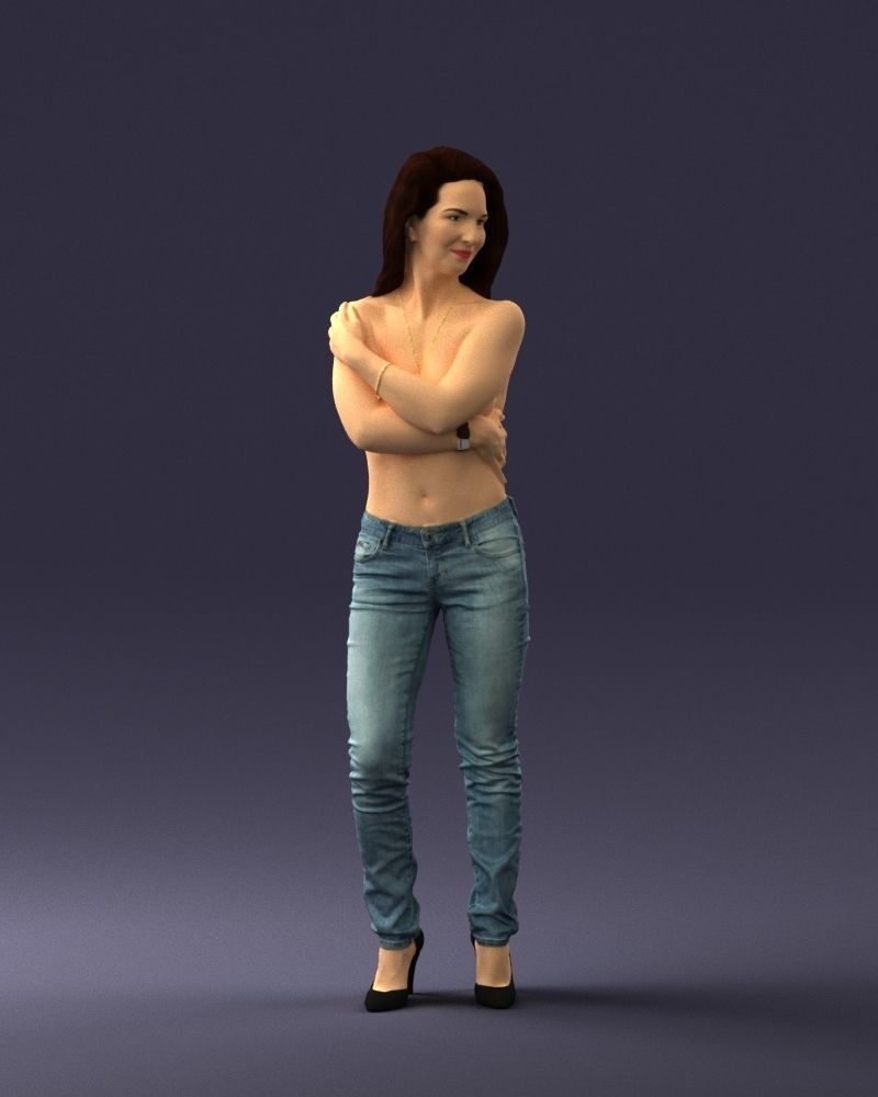 000357 Realistic Female 3D Scan Model in Jeans Low-poly 3D model_34