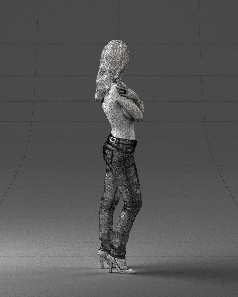 000357 Realistic Female 3D Scan Model in Jeans Low-poly 3D model_15