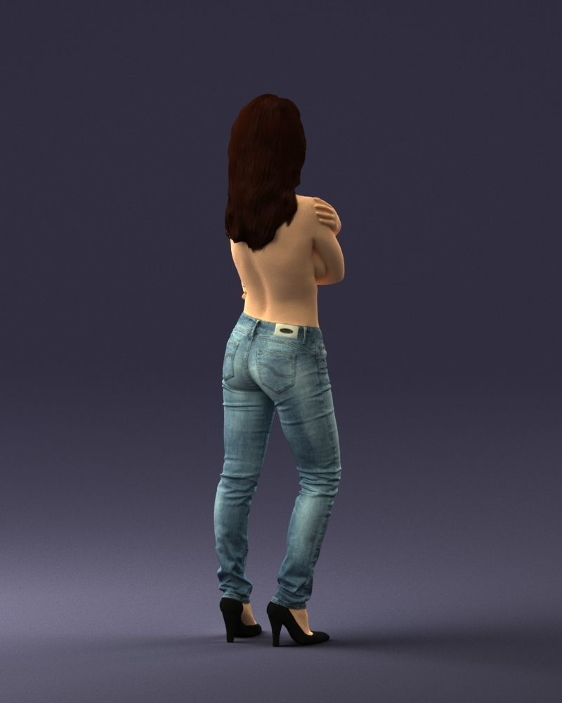 000357 Realistic Female 3D Scan Model in Jeans Low-poly 3D model_16