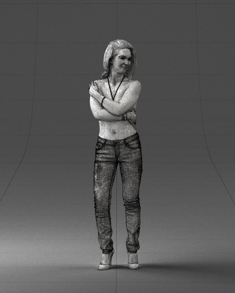 000357 Realistic Female 3D Scan Model in Jeans Low-poly 3D model_36