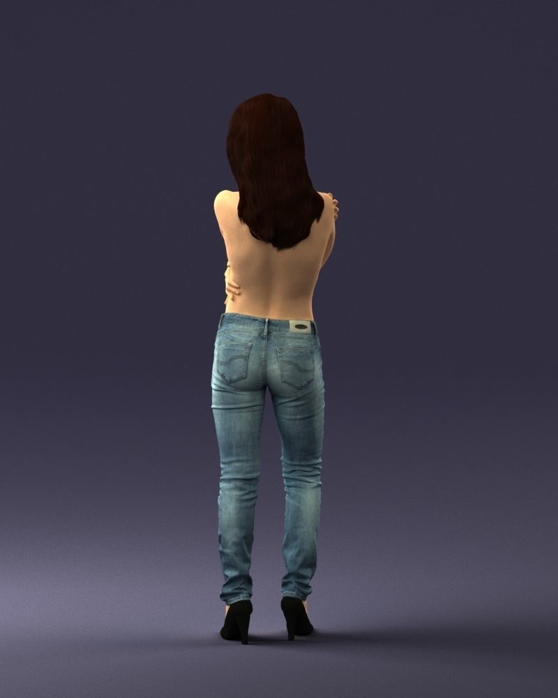 000357 Realistic Female 3D Scan Model in Jeans Low-poly 3D model_19