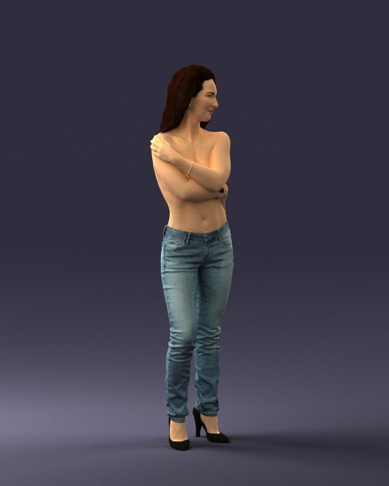 000357 Realistic Female 3D Scan Model in Jeans Low-poly 3D model_7