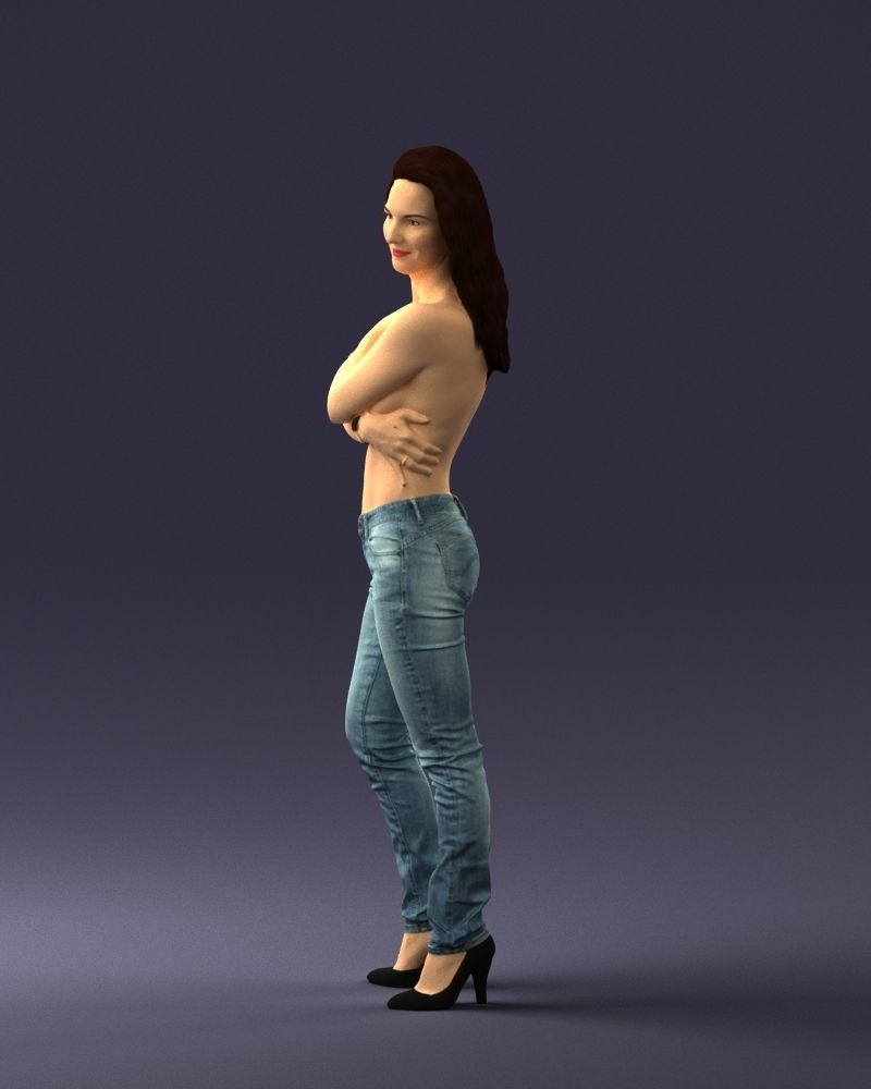 000357 Realistic Female 3D Scan Model in Jeans Low-poly 3D model_25