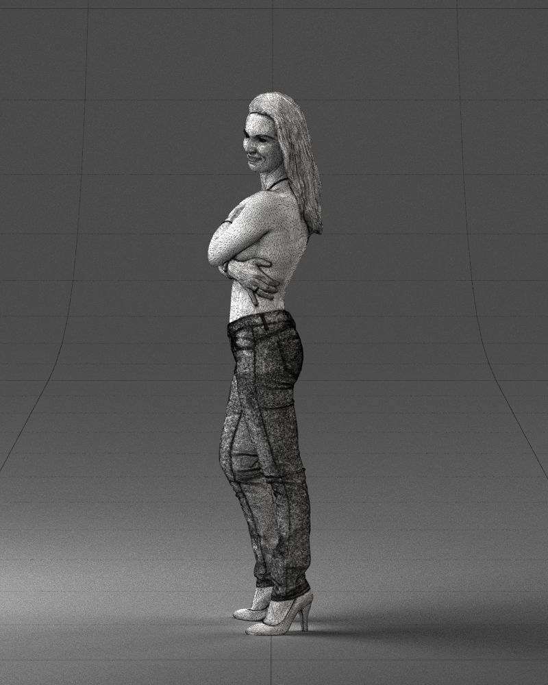 000357 Realistic Female 3D Scan Model in Jeans Low-poly 3D model_27