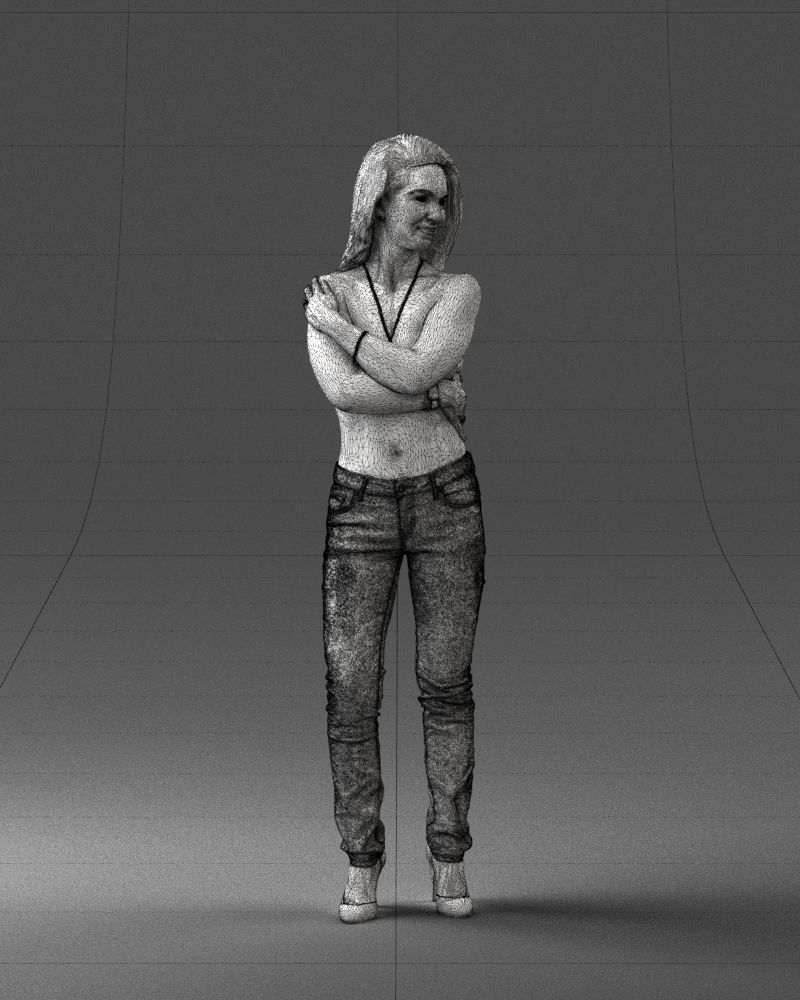 000357 Realistic Female 3D Scan Model in Jeans Low-poly 3D model_3