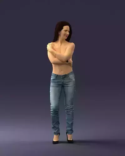 000357 Realistic Female 3D Scan Model in Jeans Low-poly 3D model