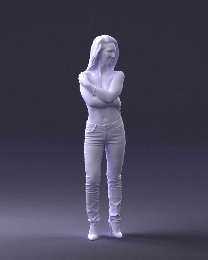 000357 Realistic Female 3D Scan Model in Jeans Low-poly 3D model_5