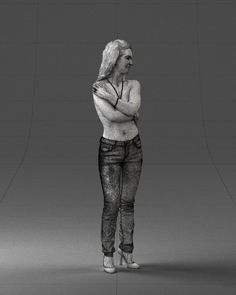 000357 Realistic Female 3D Scan Model in Jeans Low-poly 3D model_9