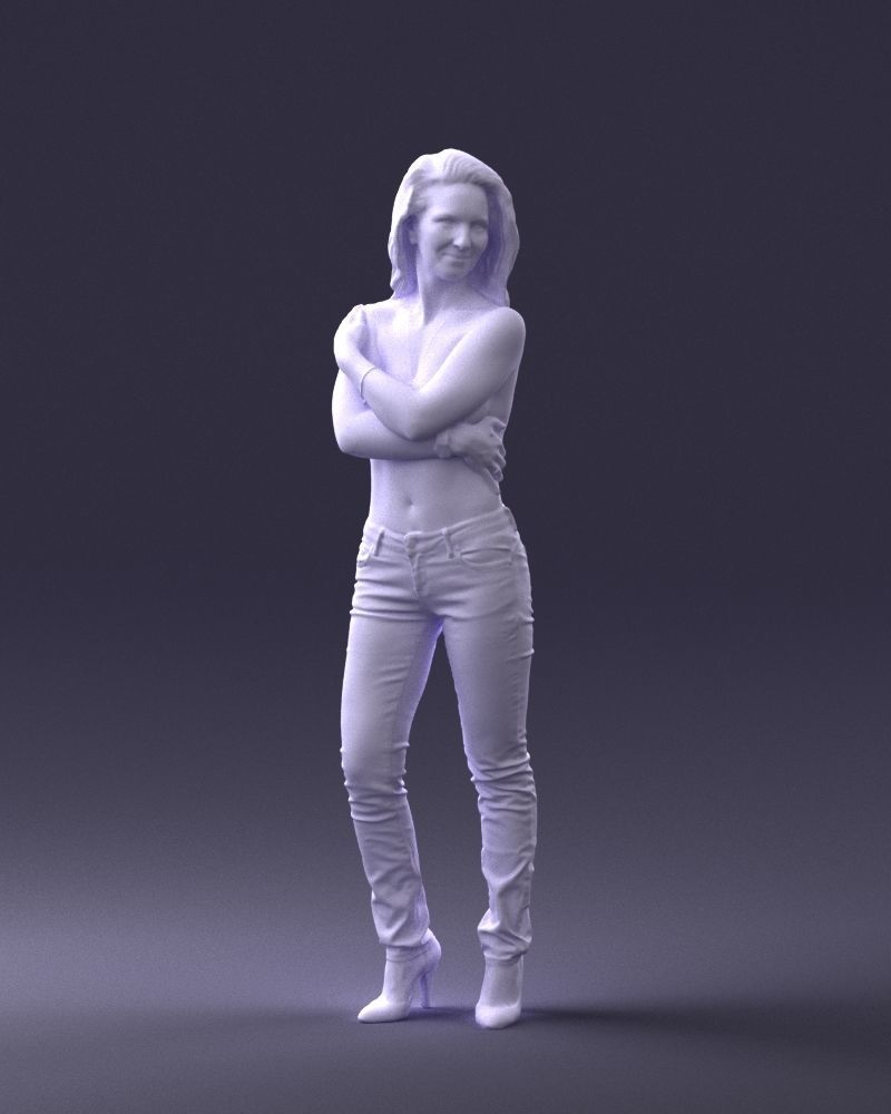 000357 Realistic Female 3D Scan Model in Jeans Low-poly 3D model_32