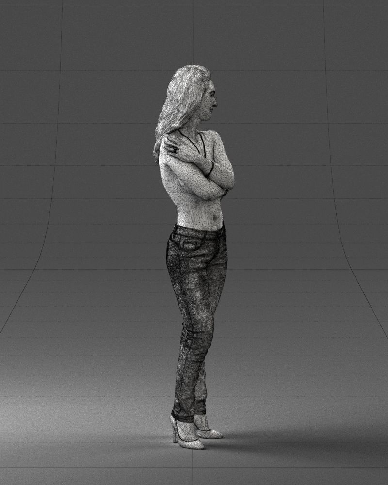000357 Realistic Female 3D Scan Model in Jeans Low-poly 3D model_12