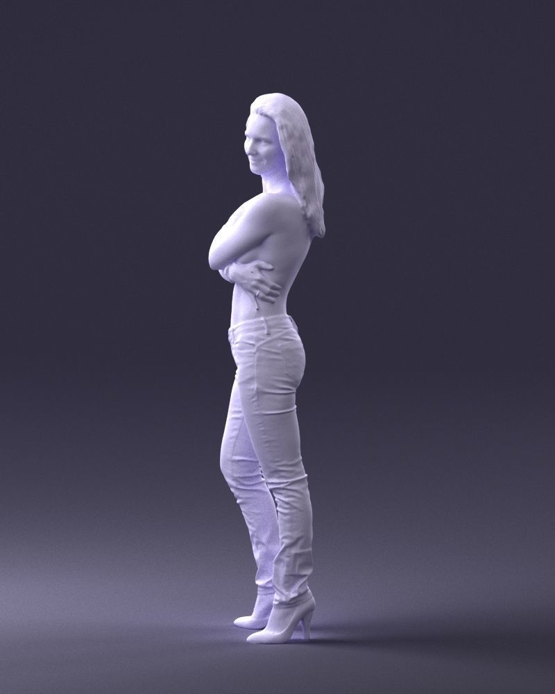 000357 Realistic Female 3D Scan Model in Jeans Low-poly 3D model_26