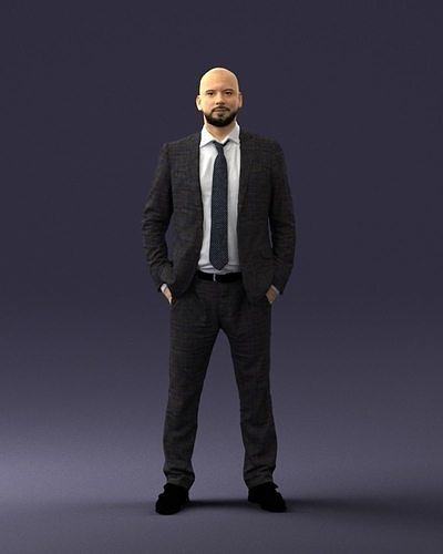 Man in suit 0809 3D Print Ready 3D print model