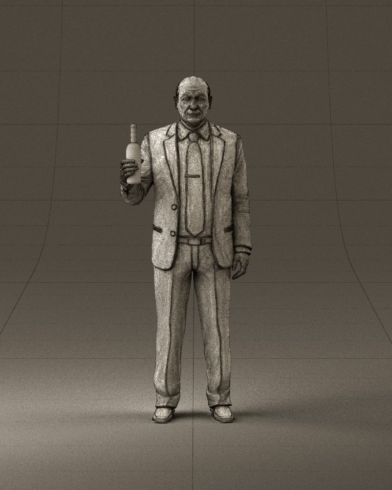 Man in panzergray suit bottle of alcohol 0945 3D Print Ready 3D print model_25