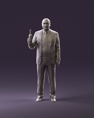 Man in panzergray suit bottle of alcohol 0945 3D Print Ready 3D print model
