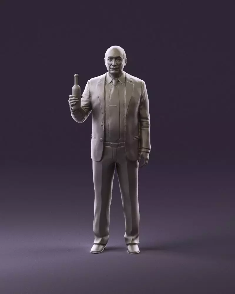 Man in panzergray suit bottle of alcohol 0945 3D Print Ready 3D print model_0