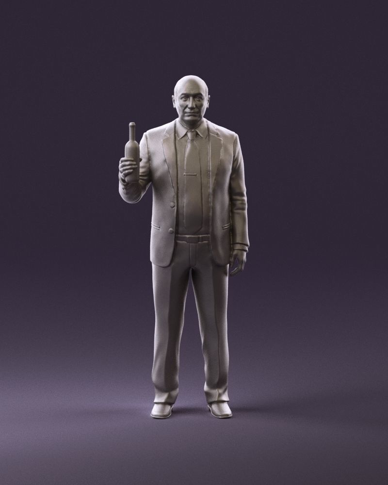 Man in panzergray suit bottle of alcohol 0945 3D Print Ready 3D print model_1