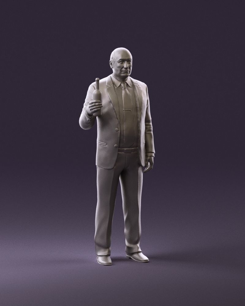 Man in panzergray suit bottle of alcohol 0945 3D Print Ready 3D print model_2