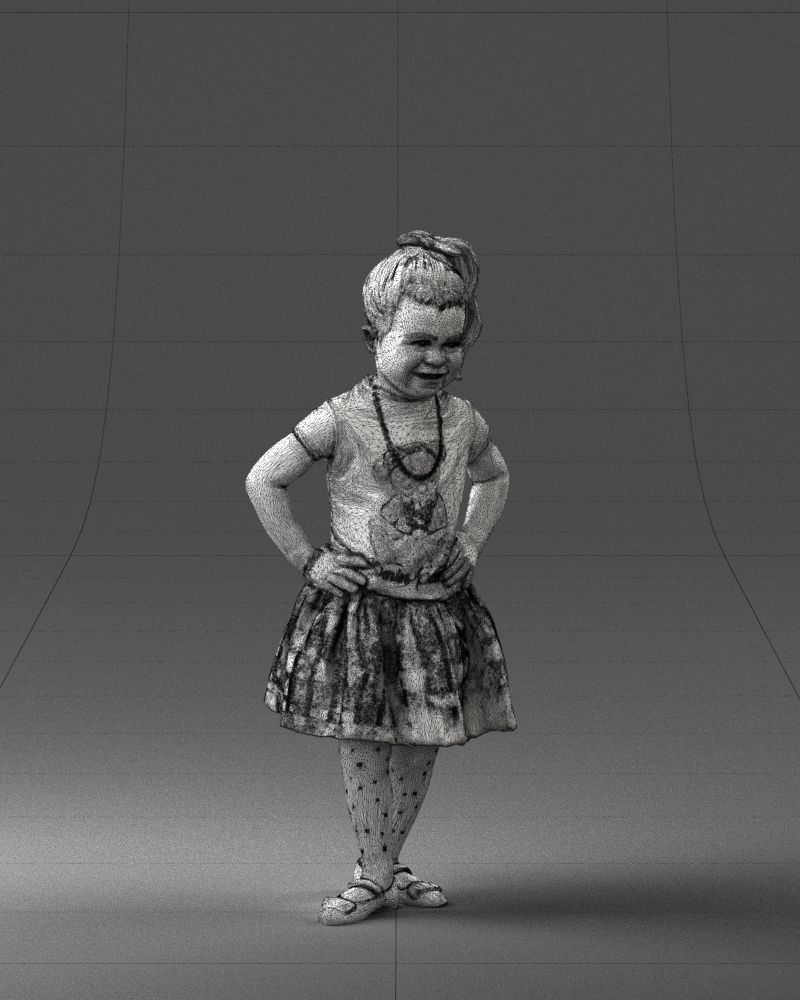 000375 Little Girl Standing Pose Low-poly 3D model_6