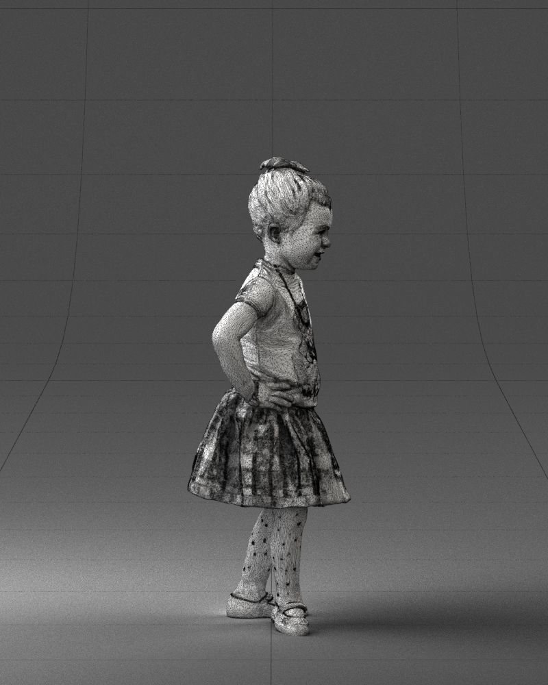 000375 Little Girl Standing Pose Low-poly 3D model_12