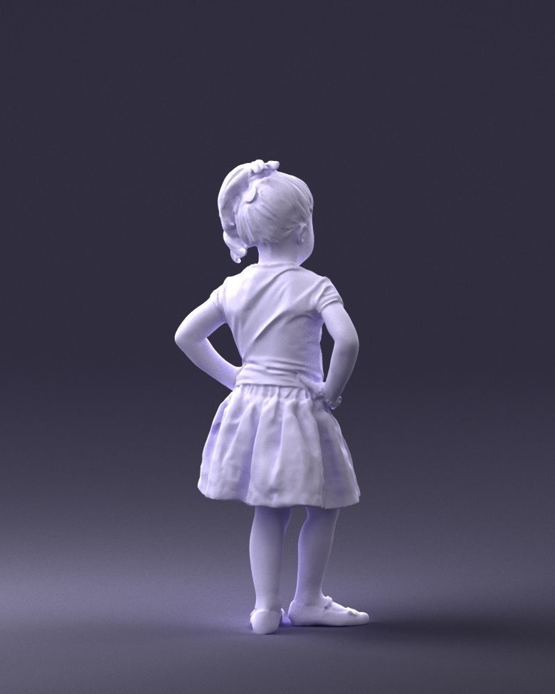 000375 Little Girl Standing Pose Low-poly 3D model_17