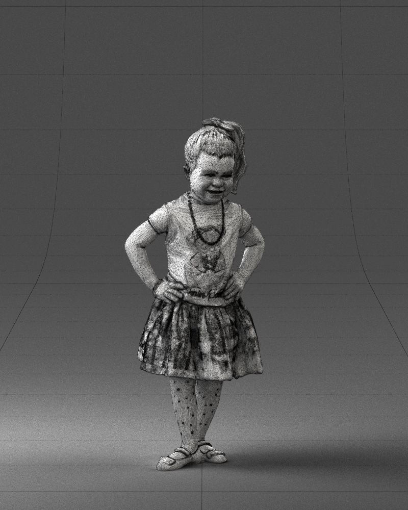 000375 Little Girl Standing Pose Low-poly 3D model_39