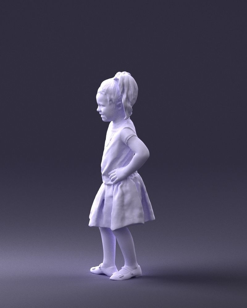 000375 Little Girl Standing Pose Low-poly 3D model_26