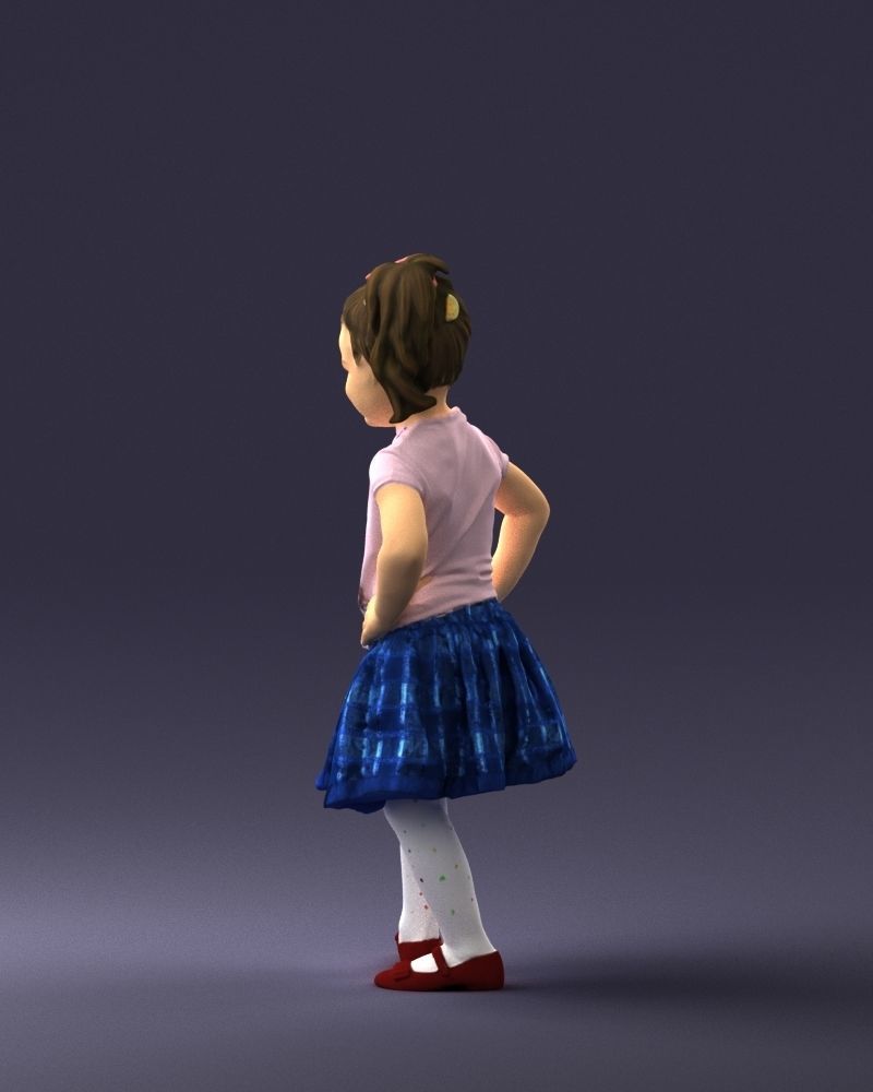 000375 Little Girl Standing Pose Low-poly 3D model_22