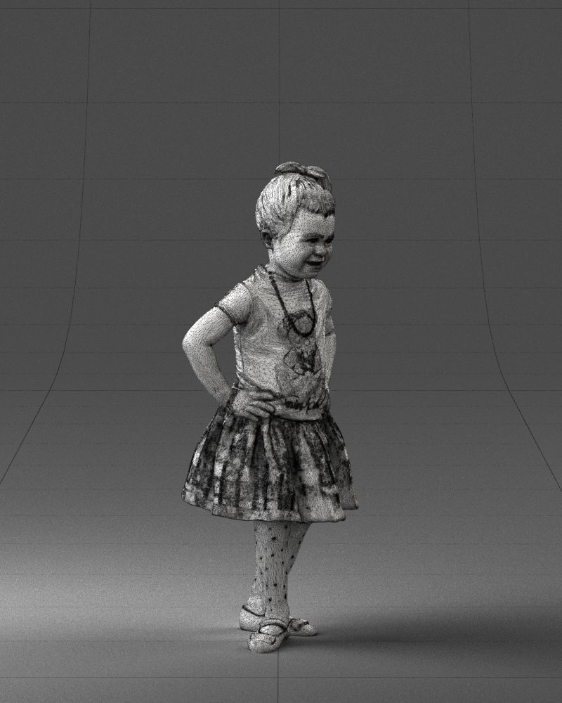 000375 Little Girl Standing Pose Low-poly 3D model_9