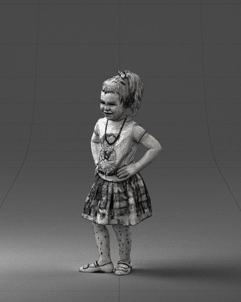 000375 Little Girl Standing Pose Low-poly 3D model_30