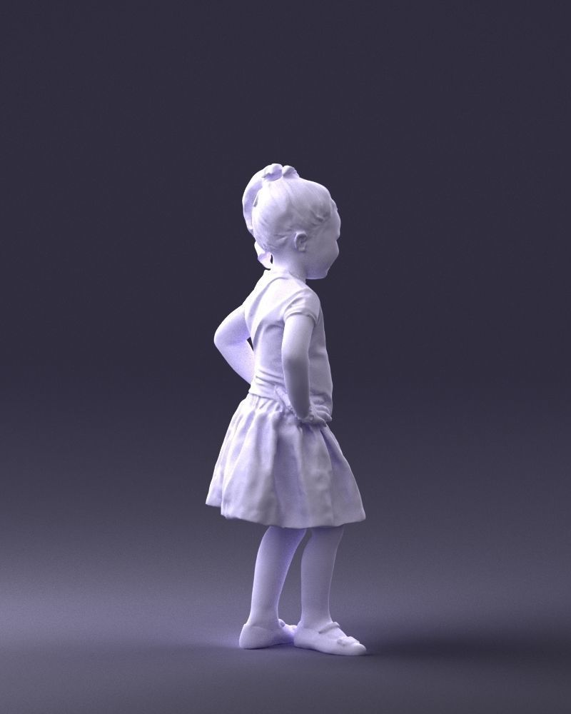 000375 Little Girl Standing Pose Low-poly 3D model_14