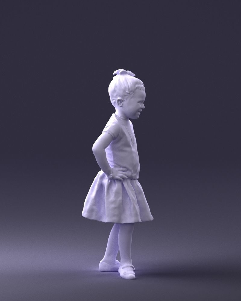 000375 Little Girl Standing Pose Low-poly 3D model_11
