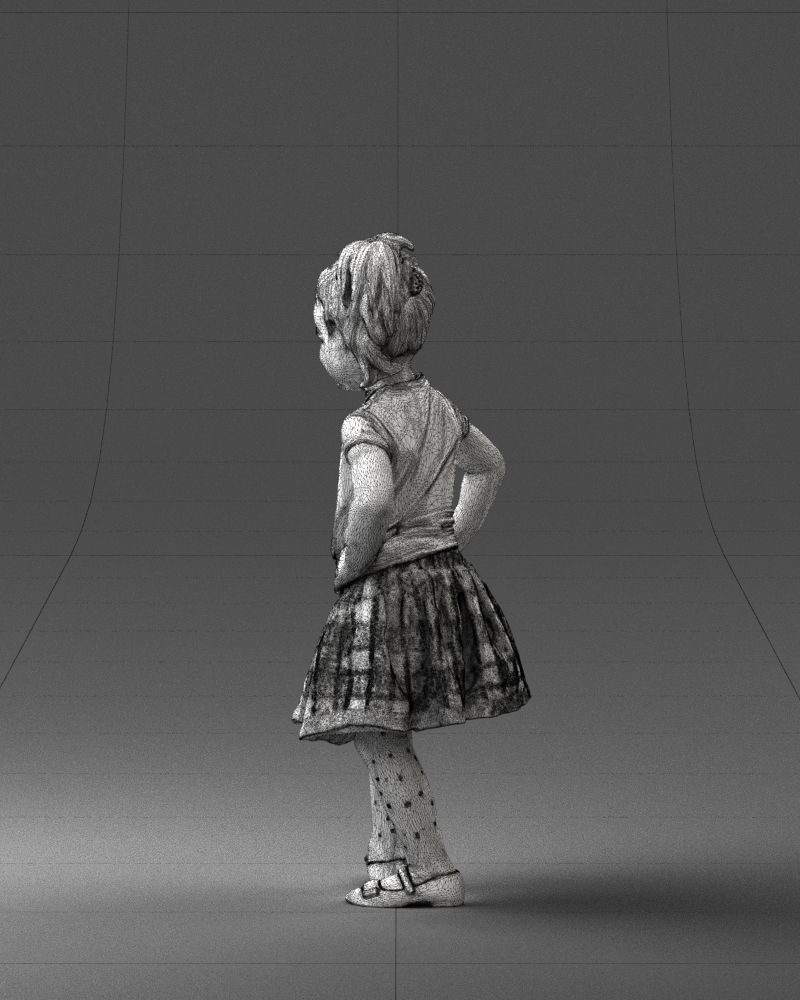 000375 Little Girl Standing Pose Low-poly 3D model_24