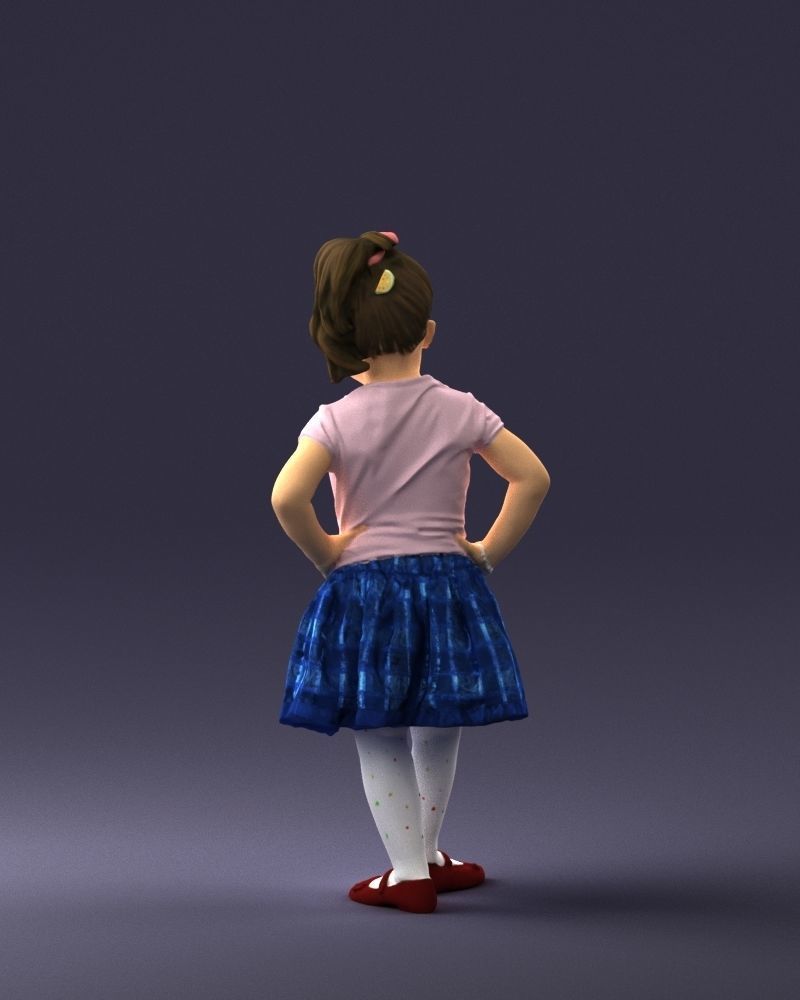 000375 Little Girl Standing Pose Low-poly 3D model_19