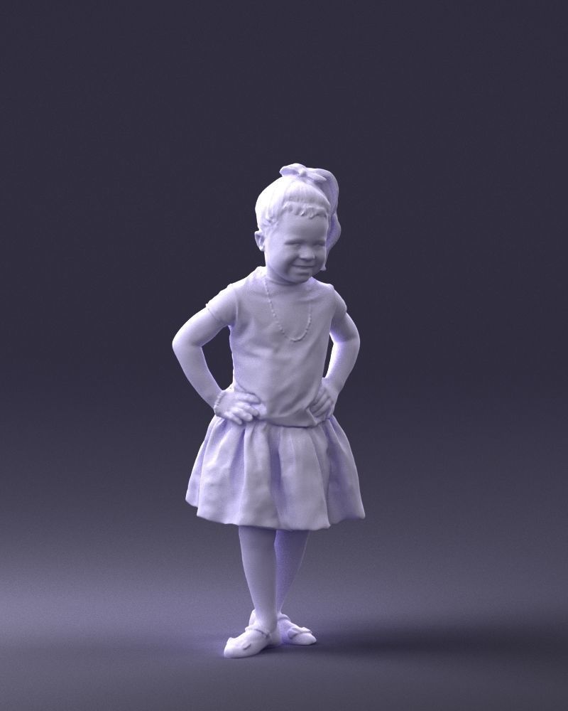 000375 Little Girl Standing Pose Low-poly 3D model_5