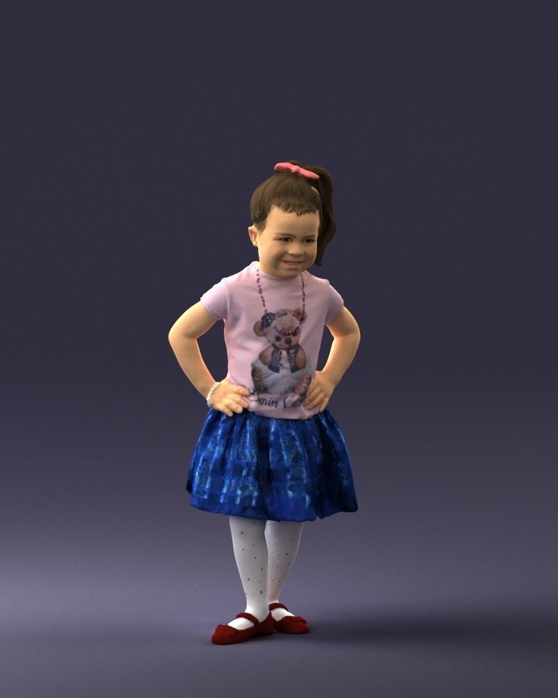 000375 Little Girl Standing Pose Low-poly 3D model_37