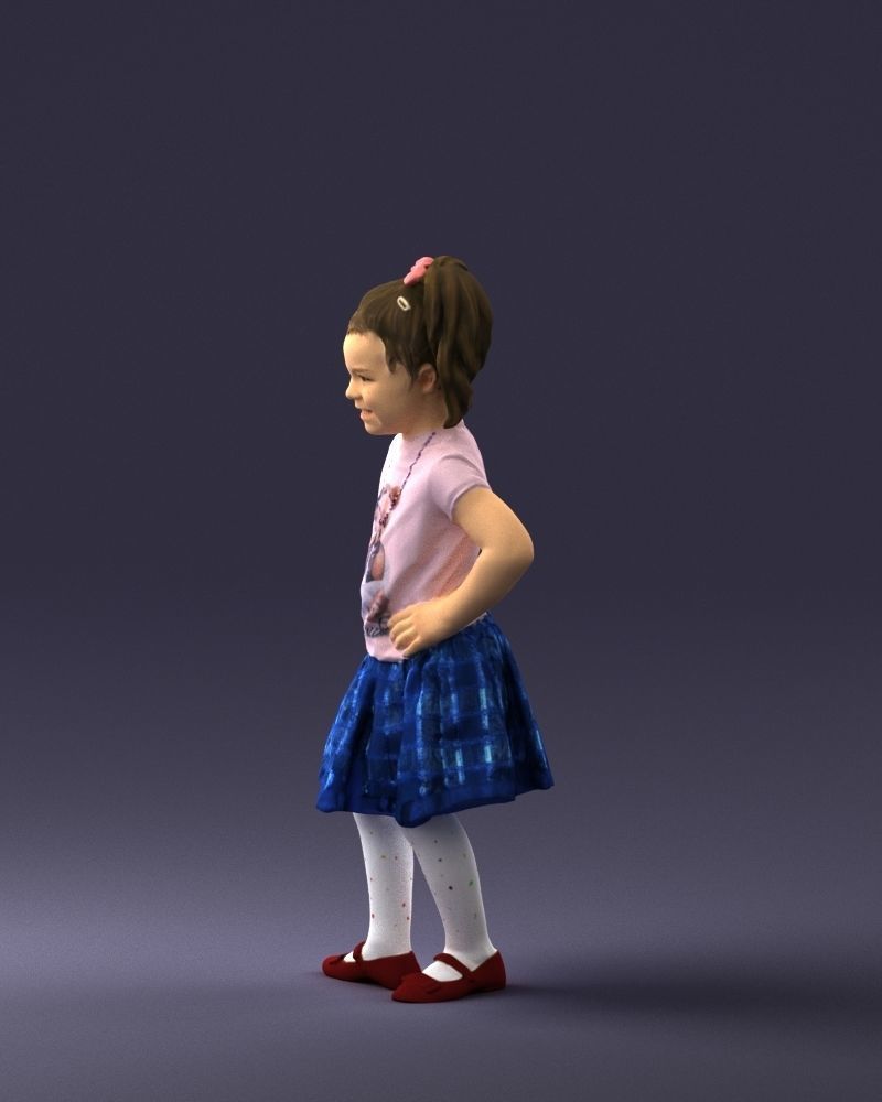 000375 Little Girl Standing Pose Low-poly 3D model_25