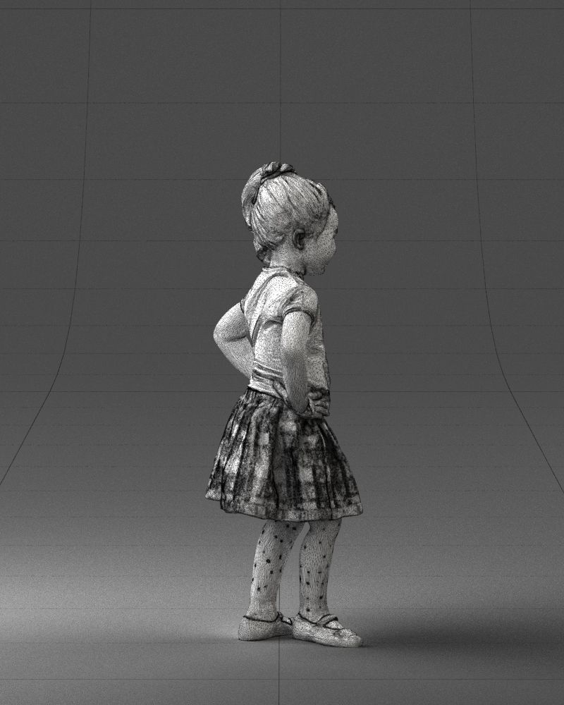 000375 Little Girl Standing Pose Low-poly 3D model_15