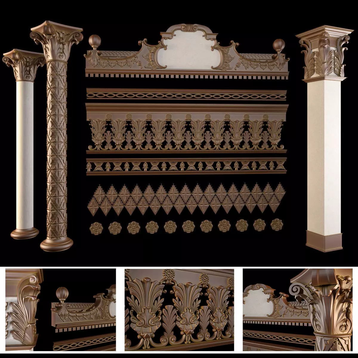 Dekor decorative columns - decorative columns 3D model_0