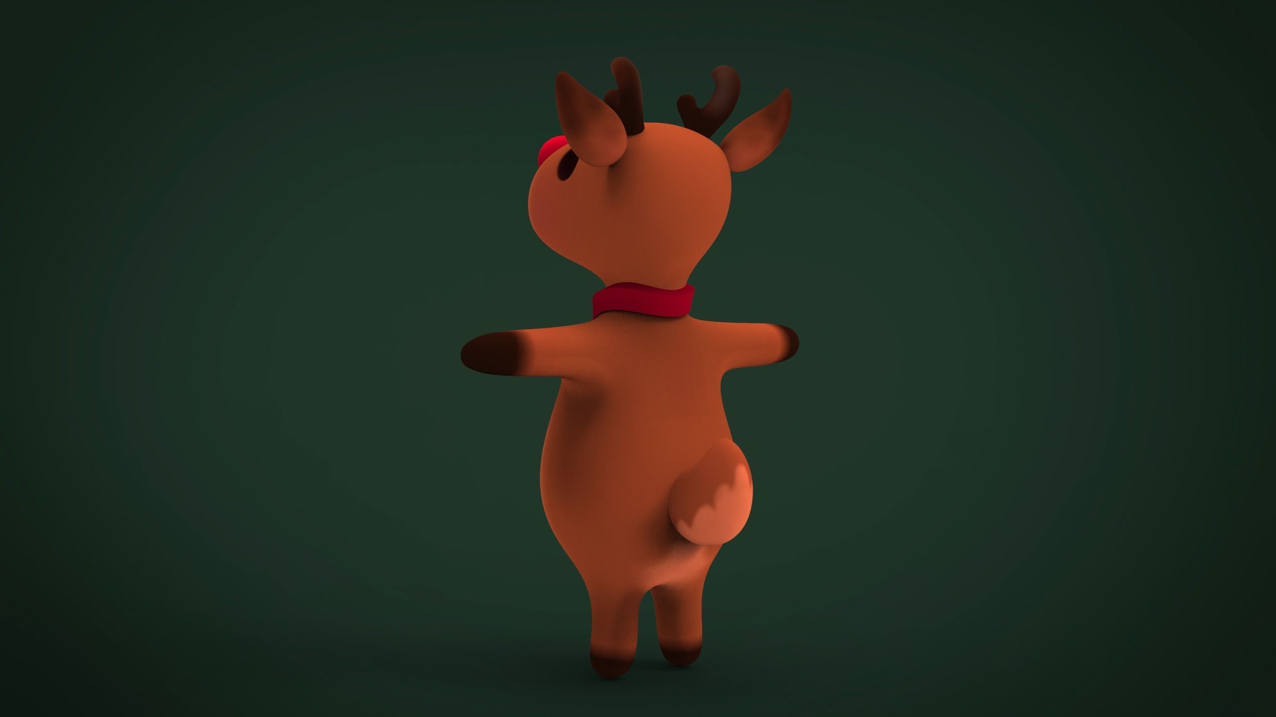 Cute christmas reindeer Low-poly 3D model_1
