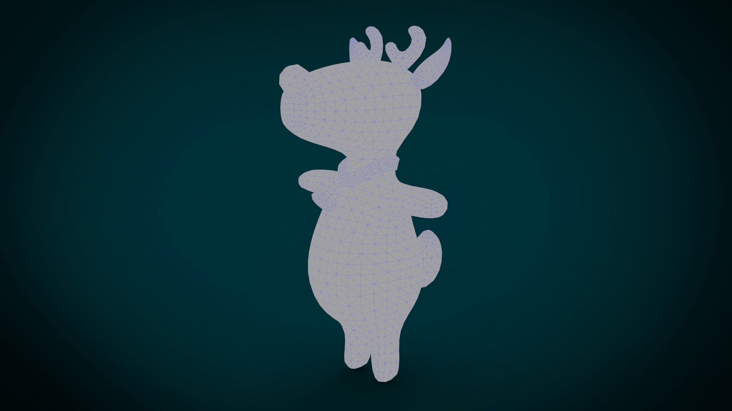 Cute christmas reindeer Low-poly 3D model_3