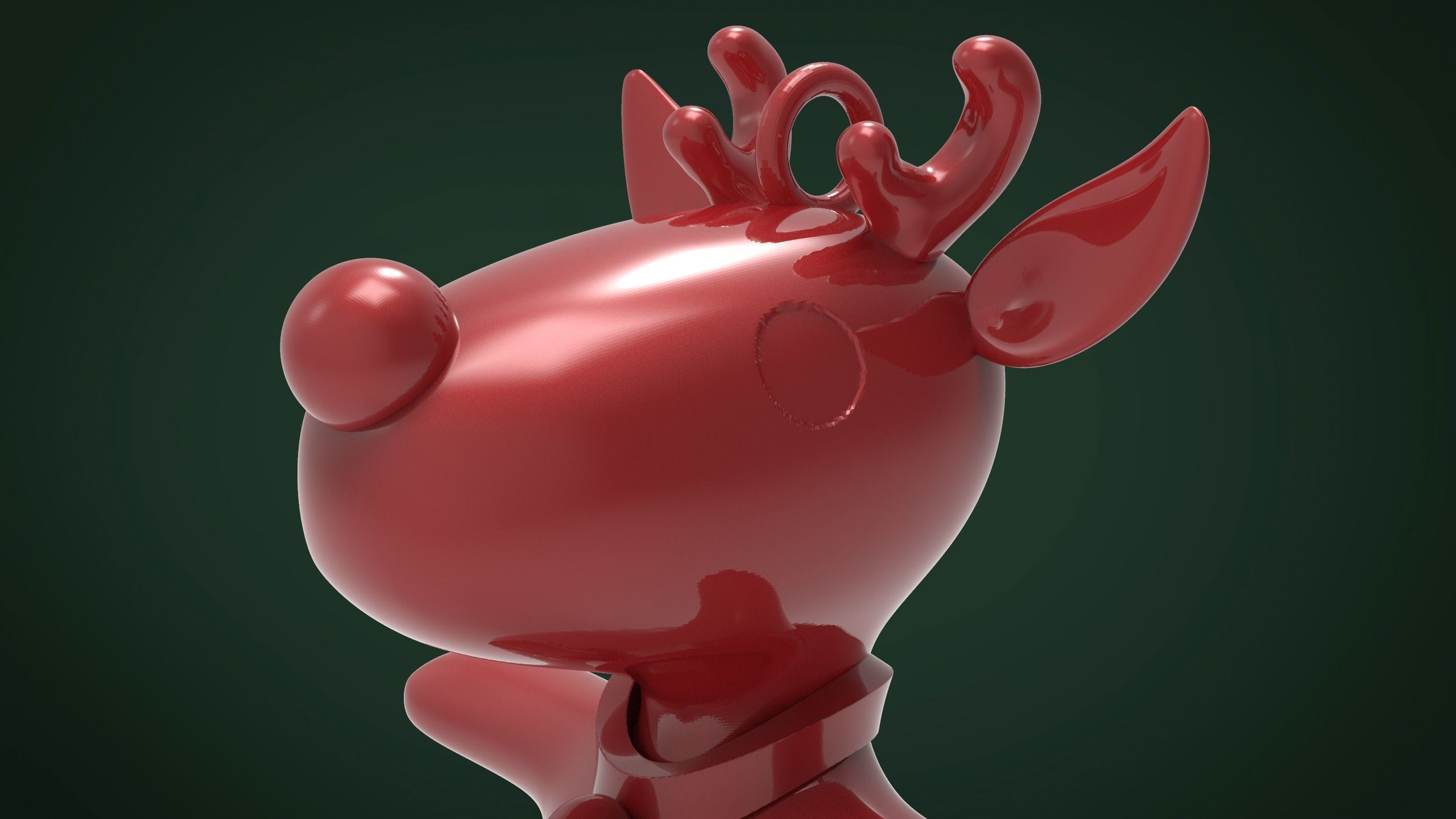 Cute christmas reindeer Low-poly 3D model_5