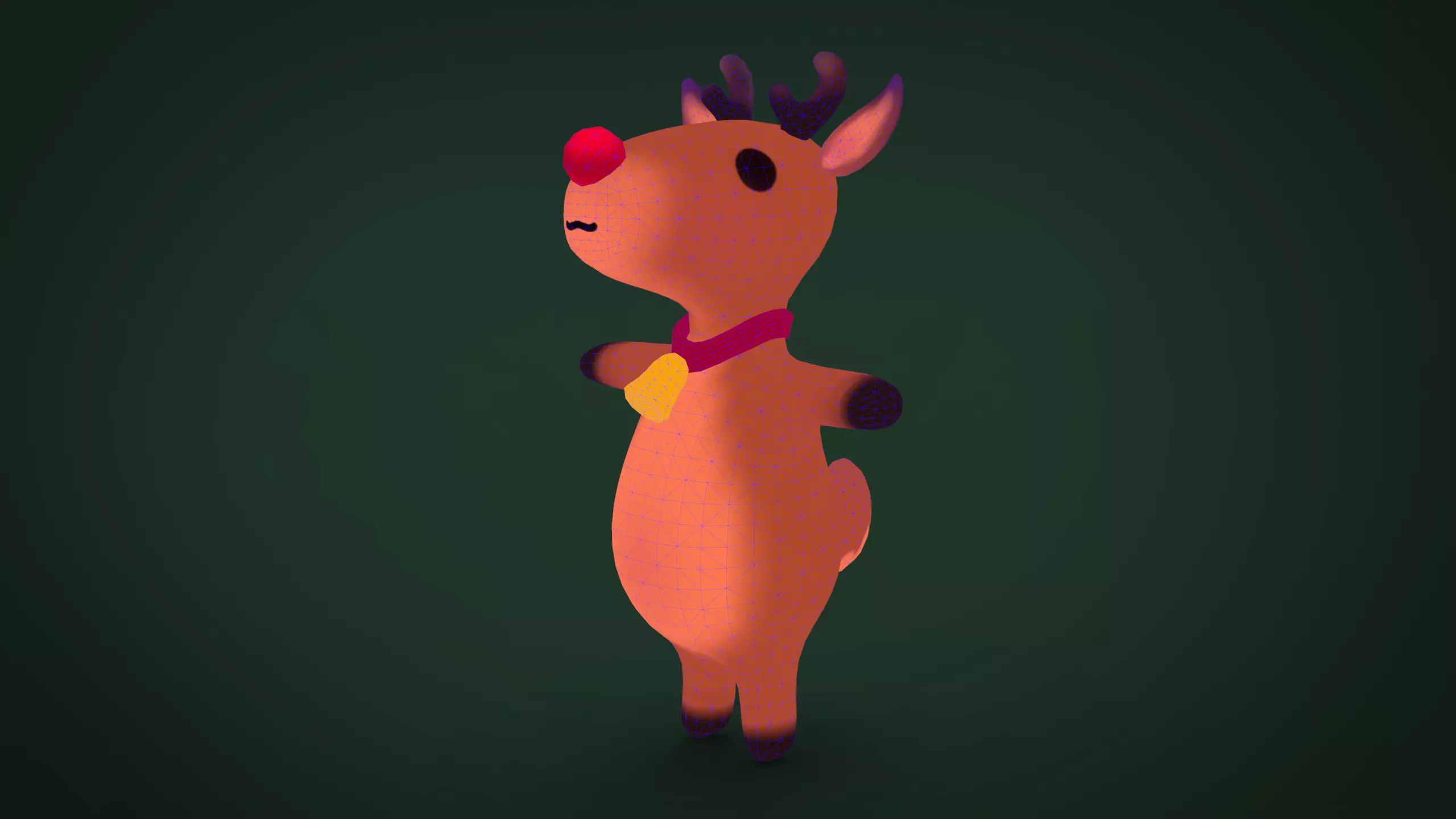 Cute christmas reindeer Low-poly 3D model_0