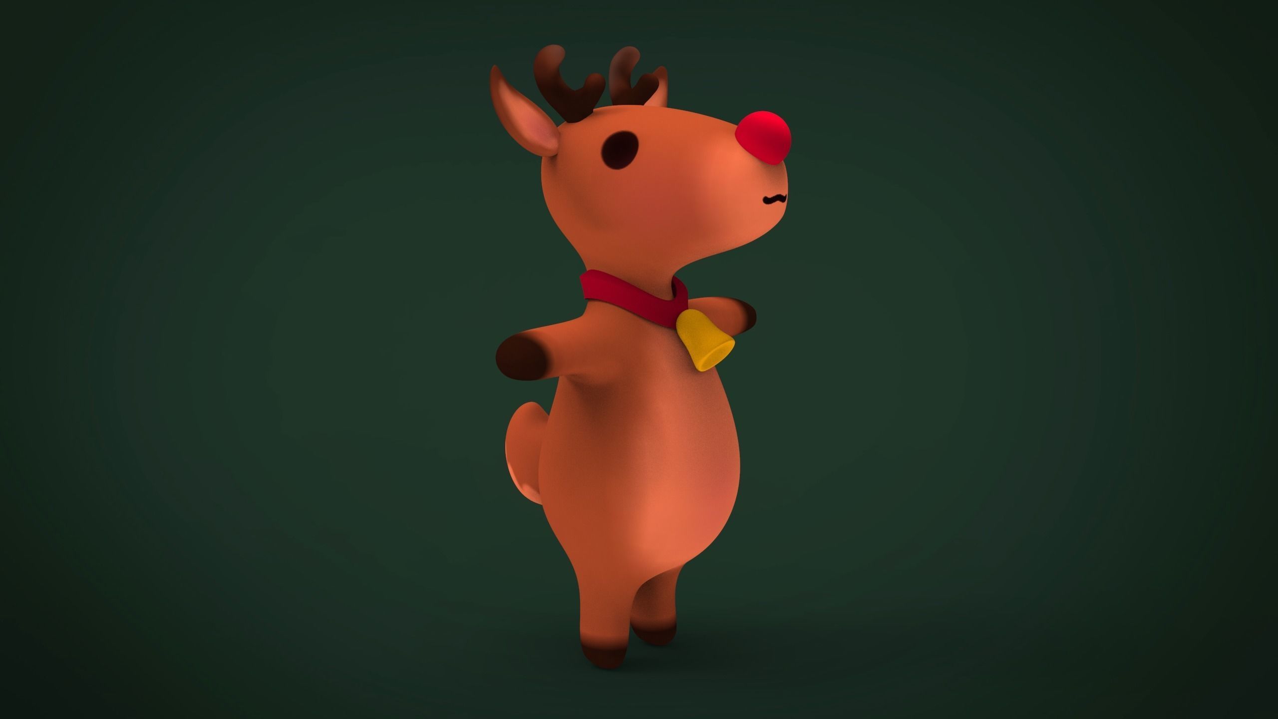 Cute christmas reindeer Low-poly 3D model_2