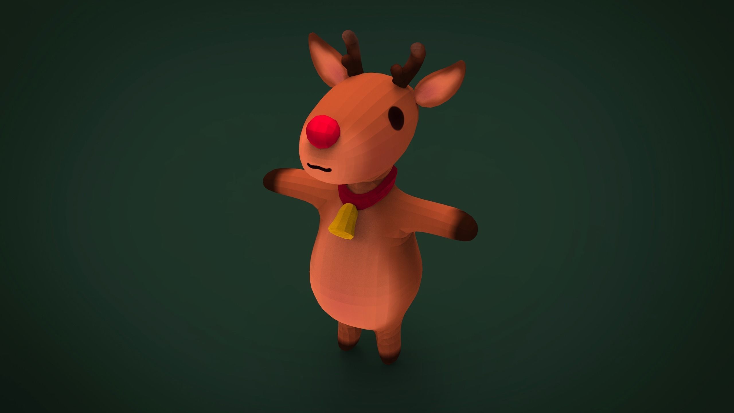 Cute christmas reindeer Low-poly 3D model_4